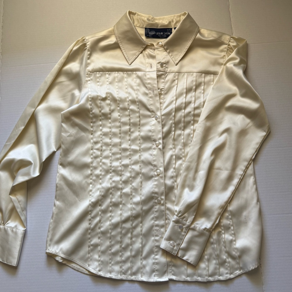 Susan Graver Beautiful Ivory Satin Blouse